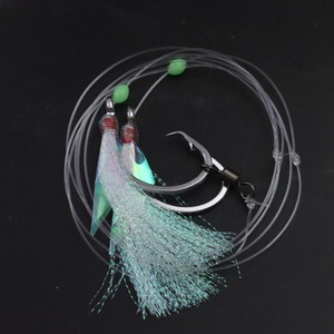 Señuelos de pesca con anzuelo circular, flasher para agua salada, piel de pez, plumas, aparejos Sabiki, señuelos con dos anzuelos - Product Image 1