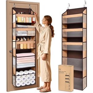 Organizador para colgar sobre la puerta de 5 niveles con ventanas transparentes para baño, cocina y dormitorio - Product Image 1