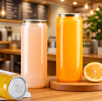 Boîte en plastique PET transparente pour boissons, avec couvercle en aluminium facile à ouvrir, pour l'emballage de boissons.