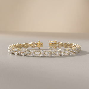 Gold Natural Diamond Tennis Bracelet Double <b>Row</b> Marquise Shape Design Fine Jewelry Luxury Yellow Gemstone Wristband Classic <b>Gift</b> - Product Image 6