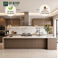 Cuisine modulaire sur mesure ARET avec structure en mélamine, éclairage LED intégré, écologique, garantie 5 ans et plan de travail en quartz