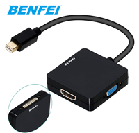 Adaptateur BENFEI Mini vers HD MI VGA DVI 4K, adaptateur 3-en-1 plaqué or Mini (DP) vers HD MI/DVI/VGA