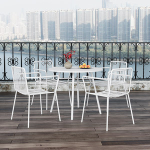 <span class=keywords><strong>Table</strong></span> carrée moderne en fer forgé pour balcon, mobilier d'extérieur, protection solaire, combinaison <span class=keywords><strong>table</strong></span> et chaises pour jardin et cour - Product Image 4