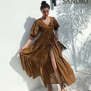 Samden Factory Wholesale High Quality Summer Casual Women Sexy Clothes Maxi Dress