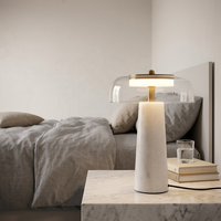 Nouvelle lampe de table de luxe en marbre naturel pour villa, hôtel, chambre à coucher, chevet, lecture, bureau, avec prise électrique