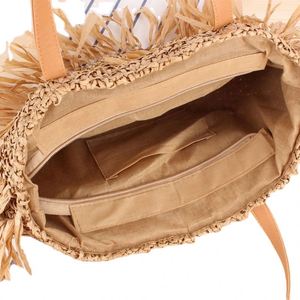 Sac à main en paille décoré de pompons pour femme, idéal pour l'été et les jeunes femmes - Product Image 5