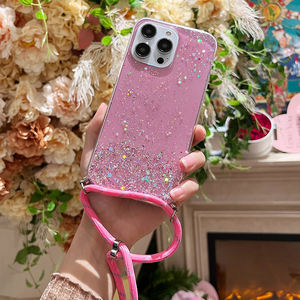 Miroir de luxe suspendu couleur bonbon cadre transparent lanière sangle de cou <span class=keywords><strong>cordon</strong></span> corde TPU étui de téléphone pour <span class=keywords><strong>iPhone</strong></span> 13 12 11 Pro XS Max - Product Image 1