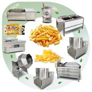 Máquina de produção processando meia fritar franches fritar pequena batata batata crisp fazer linha para venda na índia