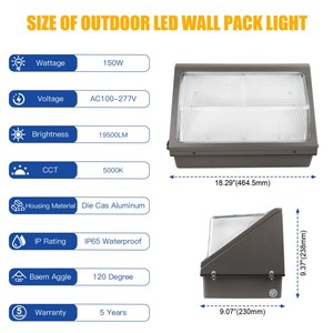 NGT Modern Outdoor Porch <b>Light</b> Patio <b>Light</b> with Aluminum Rectangular and Tempered Glass Cover Waterproof <b>Wall</b> <b>Sconce</b> - Product Image 2