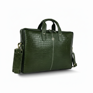 Meilleure vente VINTAGE Executive sac à dos pour ordinateur portable en cuir vert 100% véritable fabriqué à la main fermeture à glissière à sangle unique rayé pas cher - Product Image 1