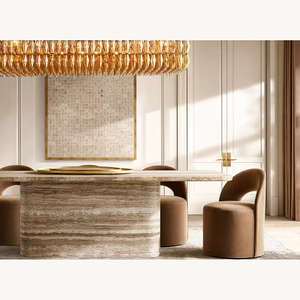 Muebles comerciales de gama alta, sala de estar, mesa de comedor de mármol, textura de hormigón, mesa larga Simple - Product Image 4