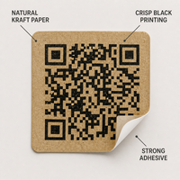 Autocollants en papier kraft avec code QR, logo personnalisé, finition mate, écologiques, autocollants adhésifs pour emballage, vente en gros