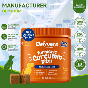 Snack Morbidi alla Curcuma <span class=keywords><strong>per</strong></span> <span class=keywords><strong>Cani</strong></span> con Curcuminoidi e <span class=keywords><strong>Olio</strong></span> <span class=keywords><strong>di</strong></span> <span class=keywords><strong>Cocco</strong></span> <span class=keywords><strong>per</strong></span> Mobilità, Funzione Epatica e Salute della Pelle, Gusto Anatra - Product Image 1