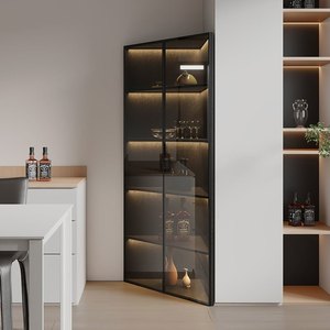 Librería Esquinera <span class=keywords><strong>de</strong></span> Madera Contemporánea con Vitrina Iluminada con LED, Ecológica, <span class=keywords><strong>de</strong></span> Gran Capacidad y Duradera - Product Image 4