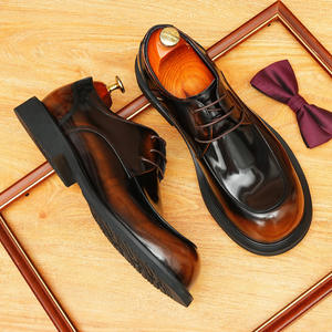 Nouvelles chaussures habillées pour hommes en cuir italien à trois couches, à talon haut, longues et plates, tendance, pour les occasions formelles, les mariages - Product Image 4