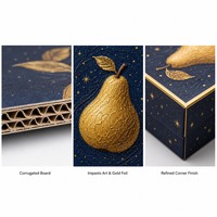 Op maat gemaakte bedrukte stevige geschenkverpakking voor Qiuyue peer met sterren-gouden design, premium fruitverpakking met deksel en bodem, groothandel
