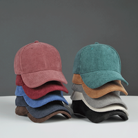 Topi Baseball korduroi 6 Panel pria, Topi Baseball polos kasual warna polos untuk pria dan wanita
