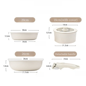5 pcs <span class=keywords><strong>Cookware</strong></span> Set với có thể tháo rời xử lý không dính Pan và phẳng đáy Pan Set Silicone nắp tiết kiệm không gian nhà bếp nấu ăn Set - Product Image 6