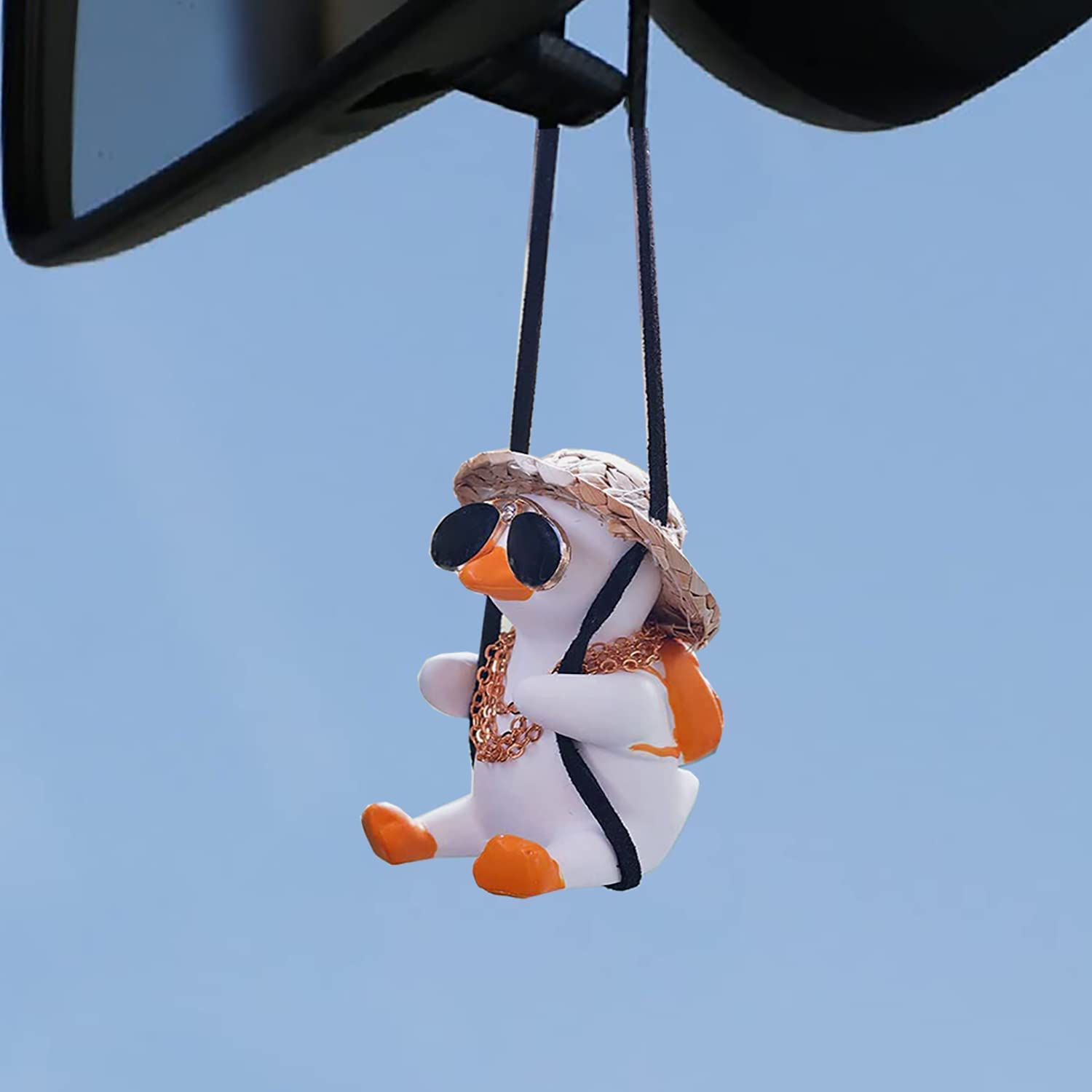 Милая подвеска-качели в виде утки, автомобильное украшение, летающая утка, аксессуары для зеркала заднего вида, подвесное украшение для автомобиля