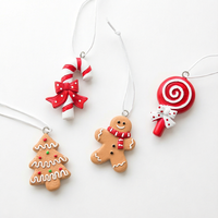Ensemble d'ornements de Noël en résine à suspendre, bonhomme en pain d'épices, bâton de sucre, sucette, décorations pour arbre de Noël, décorations de fêtes