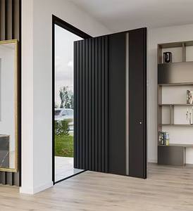 <span class=keywords><strong>Porte</strong></span> pivotante <span class=keywords><strong>d</strong></span>'<span class=keywords><strong>entrée</strong></span> moderne en aluminium noir Alufront série 100, design personnalisé de luxe, sécurité renforcée pour villa - Product Image 2