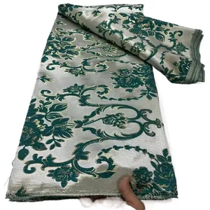 Fil métallique européen et américain broderie en relief Jacquard brocart tissu africain damassé dentelle - Product Image 6
