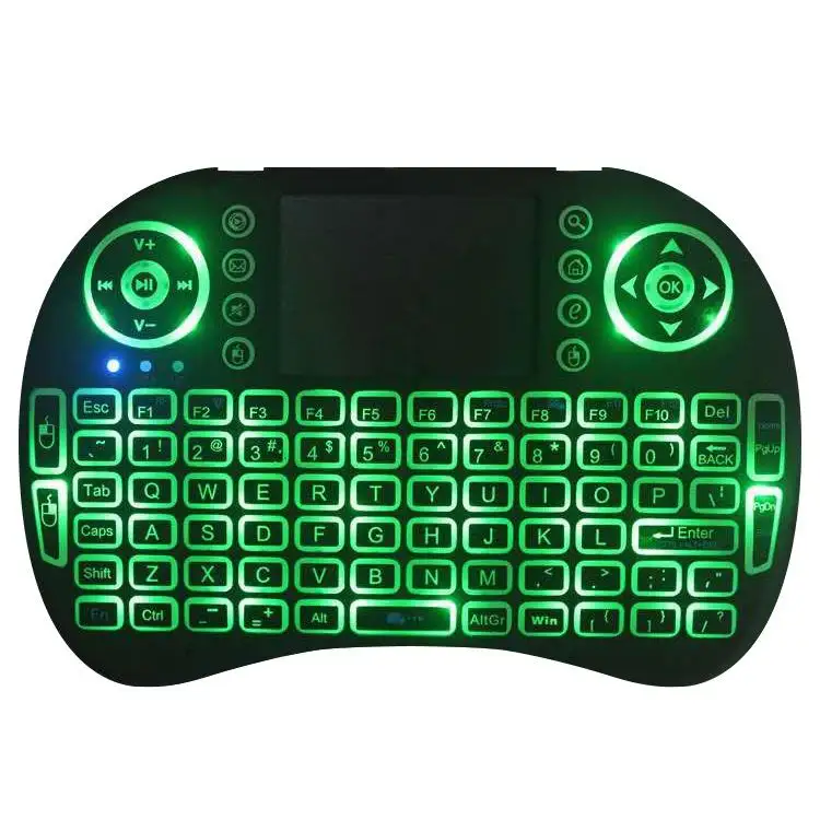 I8 Backlit Mini Wireless Keyboard English Russian French Spanish Portuguese 2.4G Air Mouse Remote Touchpad for andr TV Box PC