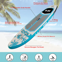 Planche à pagaie gonflable Novaspark Palm Tree, écologique, portable, 10,6 pieds, 3 ailerons, avec motif de cocotier