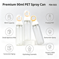 Flacon aérosol PET dépoli 90 ml OEM d'usine pour nettoyant visage, petit bec verseur, brume hydratante, emballage cosmétique