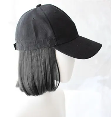帽子と添付FemaleショートStraight Hair Full Head Set WholesaleファッションLadies少女ボボカールかつら