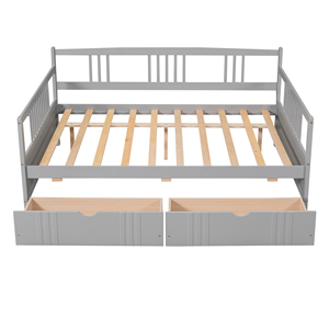 Cama de Madera Tamaño Completo con Dos Cajones, Cama Infantil Gris con Almacenamiento - Product Image 5
