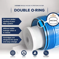 Sistem Filter air seluruh rumah 3 Tahap 20x4.5 inci dengan Filter Prefilter & KDF Filter karbon sedimen