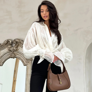 Blusa Ligera de Viscosa y Poliéster con Manga Campana Larga, Transpirable, Informal, para <span class=keywords><strong>Oficina</strong></span>, para <span class=keywords><strong>Mujer</strong></span> - Product Image 3