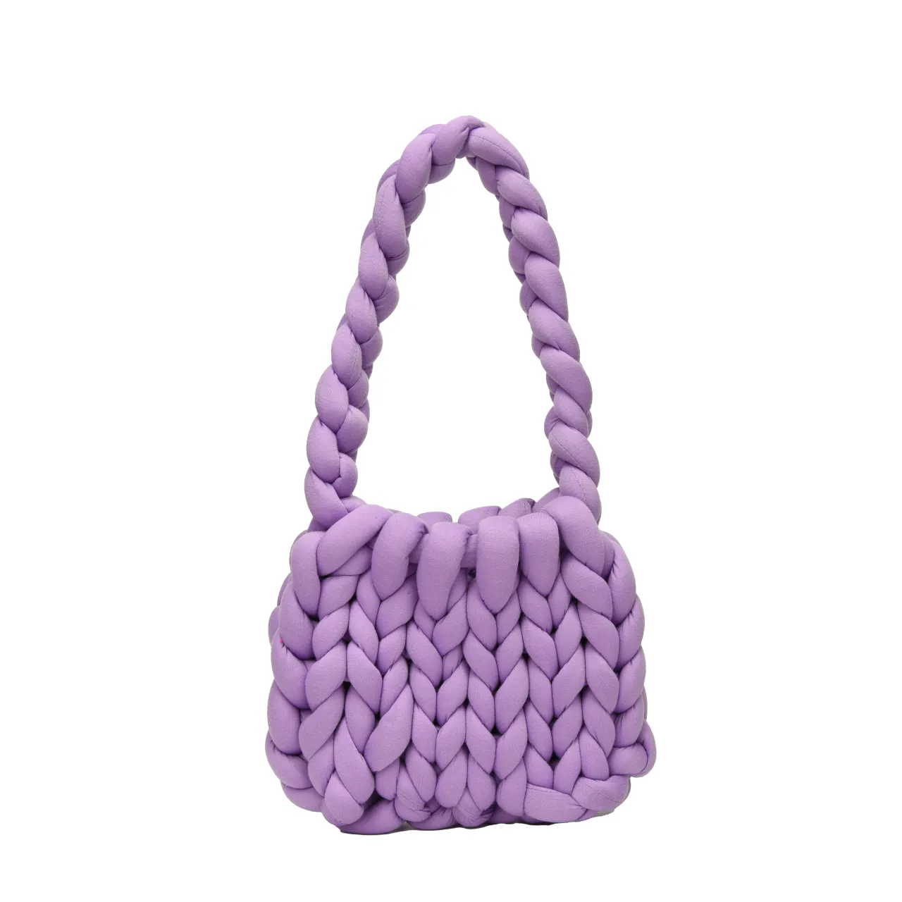 Fashion Chunky Knit Purse Puffy Weave Shoulder Bag Knitted Handmade Handbag Women Crochet Bags 2023