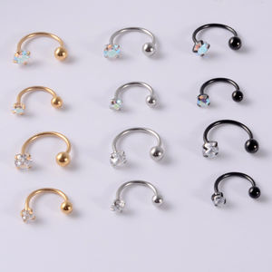 Nouveau design clous d'oreille en acier inoxydable fer à cheval Piercing Zircon Labret clous à lèvres oreille Cartilage <span class=keywords><strong>Targus</strong></span> Daith Piercing bijoux 20G - Product Image 3