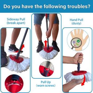 Tête de balai serpillère rotative en <span class=keywords><strong>microfibre</strong></span> <span class=keywords><strong>Vileda</strong></span> 360 Easy Wring, recharge pour balai serpillère rotatif 360 Power, manche de balai à 4 sections fileté USA/Euro - Product Image 4