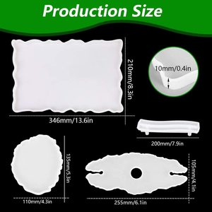 Molde de bandeja de Resina de silicona, molde de placa de ágata con 6 posavasos de estante de vino de papel de aluminio brillante, Molde de resina para hacer vino de placa de ágata - Product Image 4