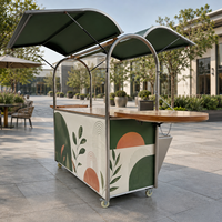 Chariot à boissons mobile personnalisé entièrement fermé et verrouillable, kiosque extérieur pour jus et café avec roues pour les stands de vente de nourriture de rue