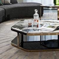 EKAR FURNITURE-Table ronde moderne pour thé et café, élégante et légère, en bois marbré noir et blanc de luxe, pour bar et maison