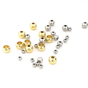Diy bracelets jewelry making round metal silver 14k 18k gold stainless steel spacer beads