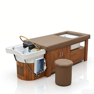 Mobilier de salon de haute qualité : Table de massage marron, Lit de spa pour le cuir chevelu, Fauteuil de lavage pour salon de coiffure, Fauteuil de pédicure avec <span class=keywords><strong>bac</strong></span> à pieds - Product Image 1