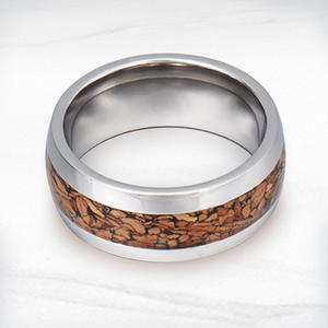 Poya модные ювелирные изделия 8 мм купол мятая древесина инкрустация вольфрам карбид кольца для мужчин - Product Image 4