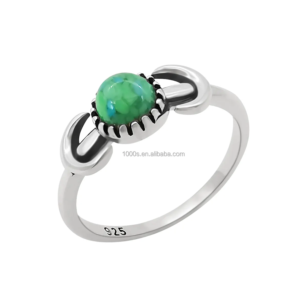Bán buôn S925 Sterling Silver Ring thiết kế cổ điển cho phụ nữ với turquois đá trang sức