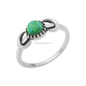 Groothandel S925 Sterling Zilveren Ring Klassiek Ontwerp Voor Vrouwen Met Turquois Stenen Sieraden