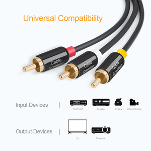 Câble audio-vidéo stéréo 3 RCA mâle vers 3 RCA mâle plaqué or 24 carats en cuivre OFC pour subwoofer et <span class=keywords><strong>lecteur</strong></span> <span class=keywords><strong>DVD</strong></span> - Vente en gros - Product Image 4