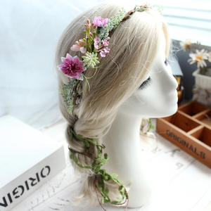 3074E فاينز الشعر رخيصة البوهو لطيف كاميليا زهرة الورد تاج سلسلة الفتيات إكليل الشعر - Product Image 2