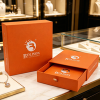 Boîte en papier orange de luxe personnalisée, rigide, ondulée, avec poignées, style tiroir, pour bijoux, montres, colliers et bagues