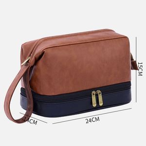 Sac de Voyage Organisateur Homme en PU Double Couche Style Rétro Luxe, Imperméable, Grande Capacité, Logo Personnalisé pour Garçons d'Honneur & Promotion - Product Image 3