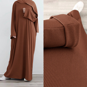 <span class=keywords><strong>Robe</strong></span> Abaya en tricot côtelé longue, 4 couleurs, pour femmes musulmanes, Abaya épaisse pour l'automne et l'hiver, fabriquée par Yibaoli - Product Image 3