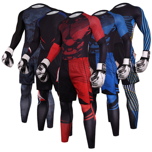 Impression personnalisée No Gi Ensemble de trois pièces Leggings de sport épais pour hommes Short en maille avec compression Ensemble de protection contre les éruptions cutanées sur mesure - Product Image 2